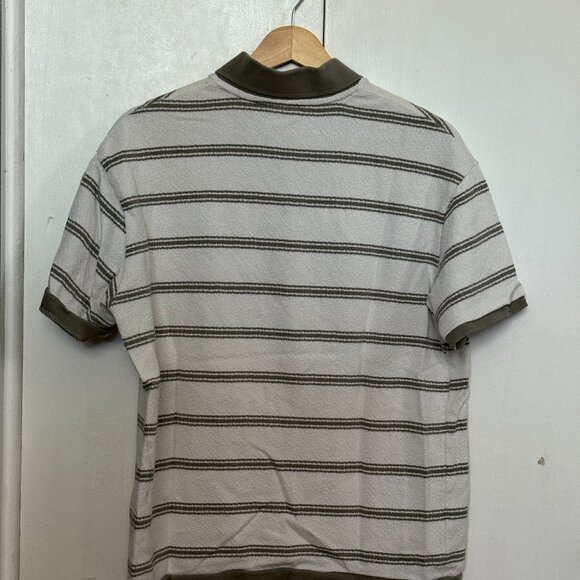 Zara Polo Shirt with Sage Green Stripes, White - Picture 2 of 3